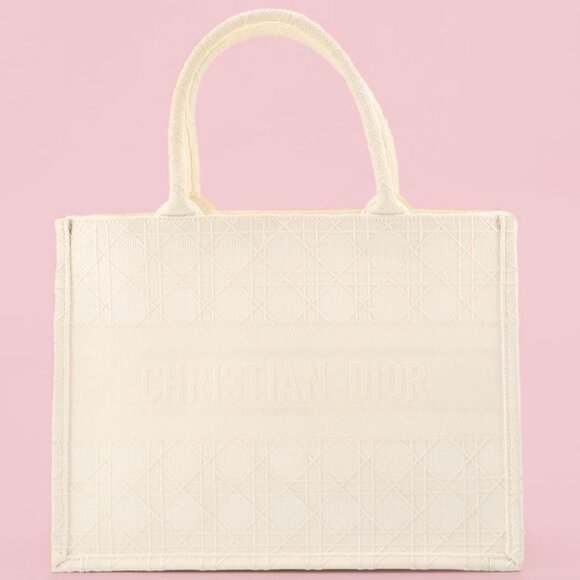 Christian Dior Embroidered White Canvas Medium Book Tote - Picture 1 of 8